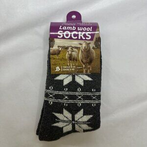 Heat Trendz womens Lambs wool blend socks gray fairisle NWT 5-10